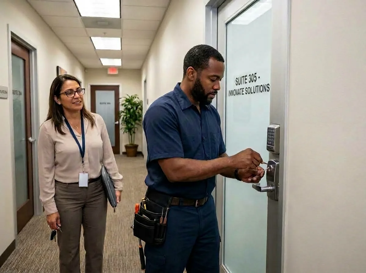 Professional locksmith helping with an office lockout in Lauderdale Lakes